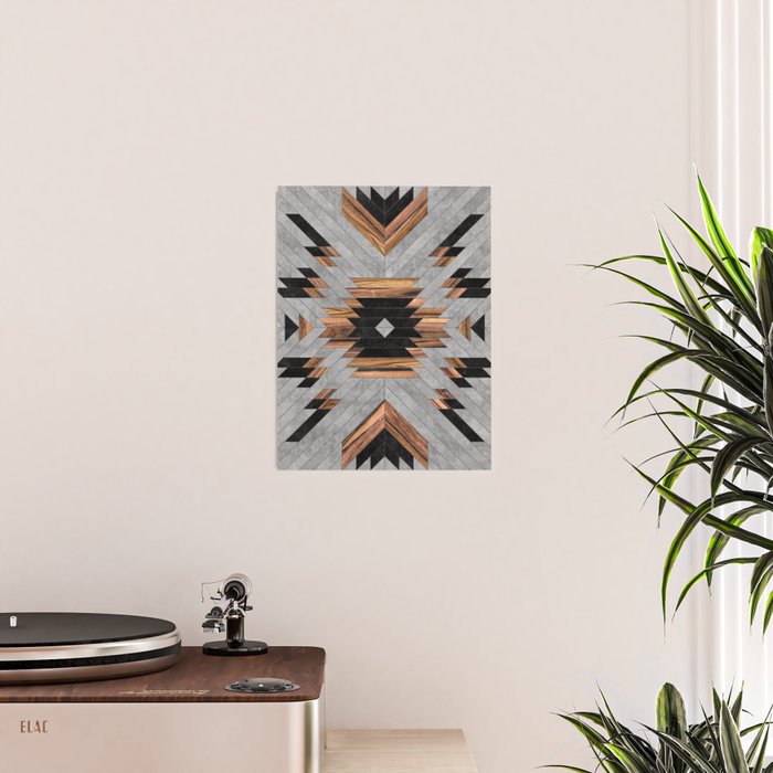 Urban Tribal Pattern No.6 - Aztec - Concrete and Wood Poster Gallery Image 2