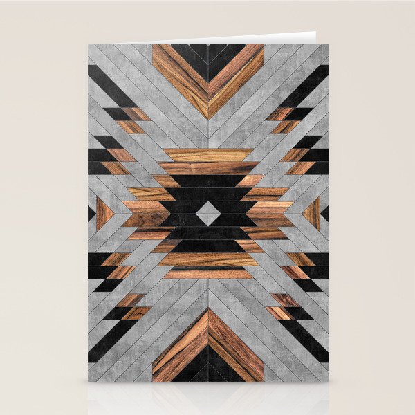 Urban Tribal Pattern No.6 - Aztec - Concrete and Wood Stationery Card Gallery Image 2