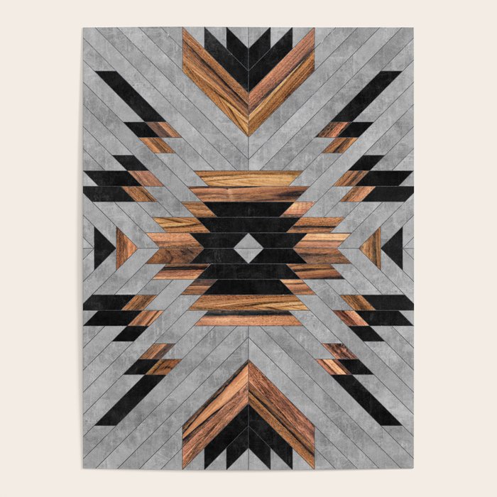 Urban Tribal Pattern No.6 - Aztec - Concrete and Wood Poster Gallery Image 4