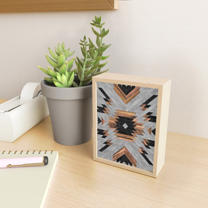 Urban Tribal Pattern No.6 - Aztec - Concrete and Wood Mini Art Print Gallery Image 2