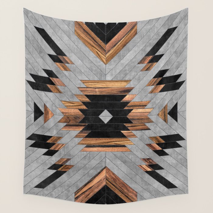 Urban Tribal Pattern No.6 - Aztec - Concrete and Wood Wall Tapestry Gallery Image 1