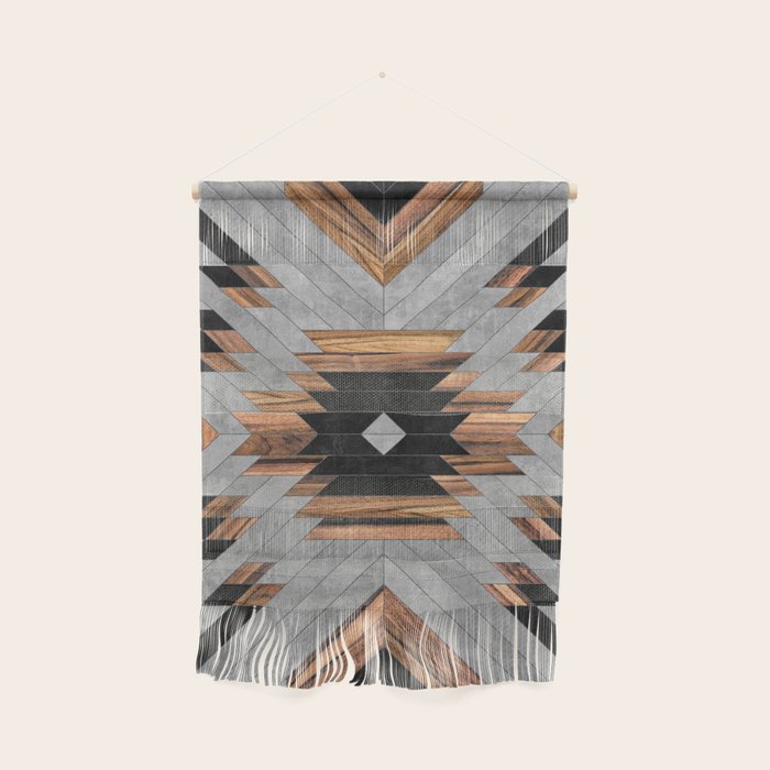 Urban Tribal Pattern No.6 - Aztec - Concrete and Wood Wall Hanging Gallery Image 1