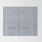 Portuguese tiles pattern blue Throw Blanket Gallery Image 2