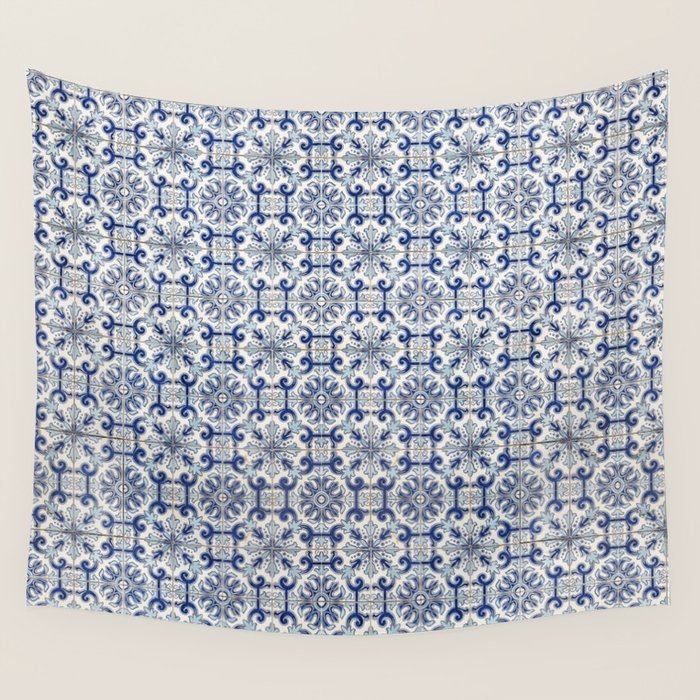 Portuguese tiles pattern blue Wall Tapestry Gallery Image 4
