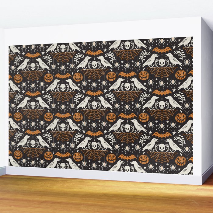 All Hallows' Eve - Black Orange Halloween Wall Mural Gallery Image 2