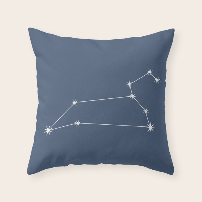 Leo Zodiac Star Constellation Line Art Neutral Blue Throw Pillow Gallery Image 1