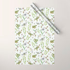 Spring Frogs and Orchids - Light Green Wrapping Paper Gallery Image 1