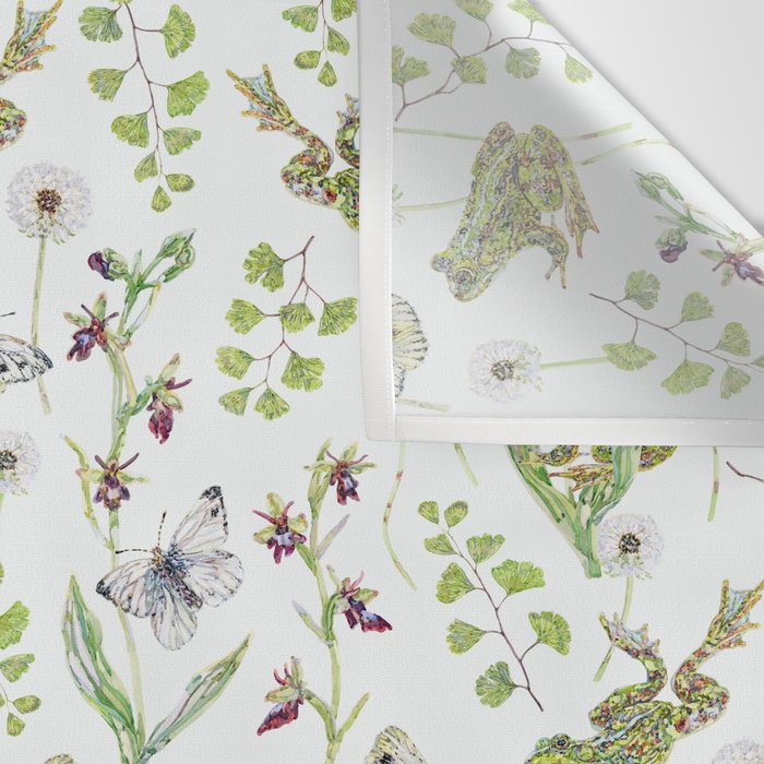 Spring Frogs and Orchids - Light Green Wall Tapestry Gallery Image 3
