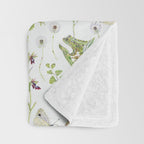Spring Frogs and Orchids - Light Green Throw Blanket Gallery Image 3