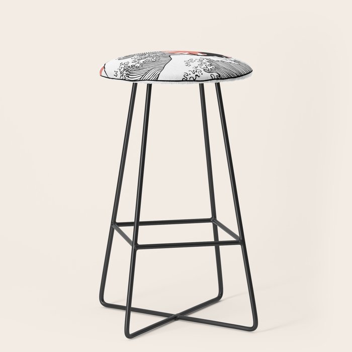 Godzilla Rising Sun The Great Wave  Stool Gallery Image 1