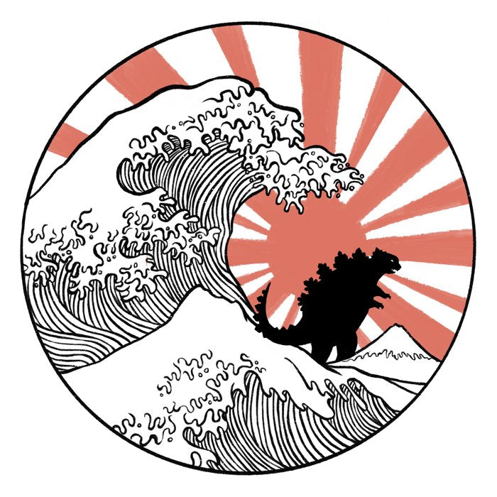Godzilla Rising Sun The Great Wave  Coffee Mug Gallery Image 2