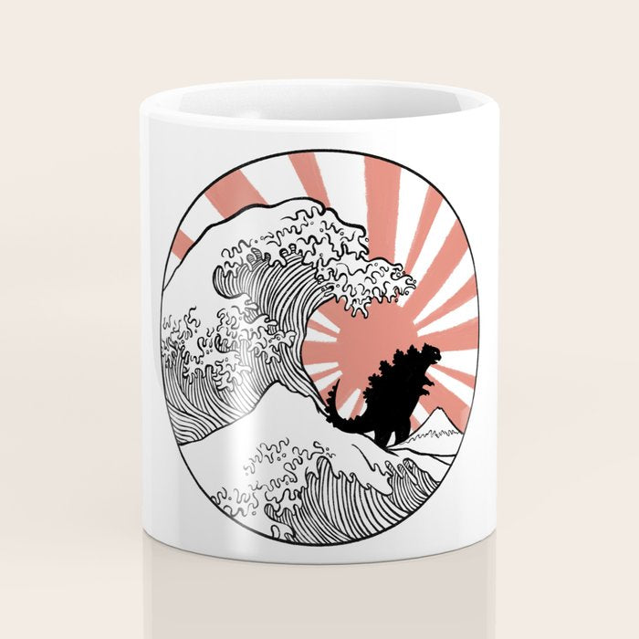 Godzilla Rising Sun The Great Wave  Coffee Mug Gallery Image 4