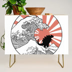 Godzilla Rising Sun The Great Wave  Credenza Gallery Image 1