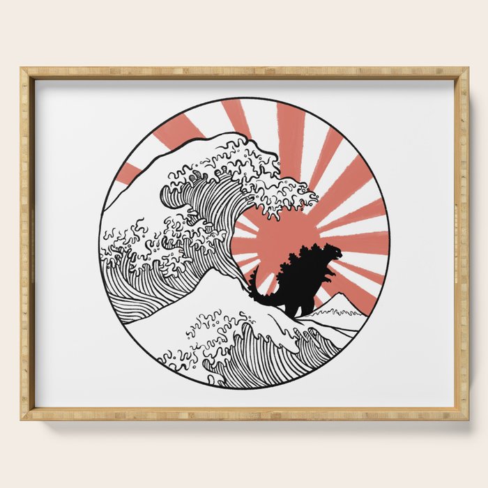Godzilla Rising Sun The Great Wave  Serving Tray Gallery Image 1