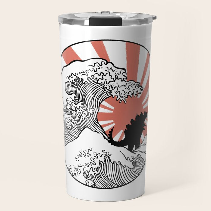 Godzilla Rising Sun The Great Wave  Travel Mug Gallery Image 1