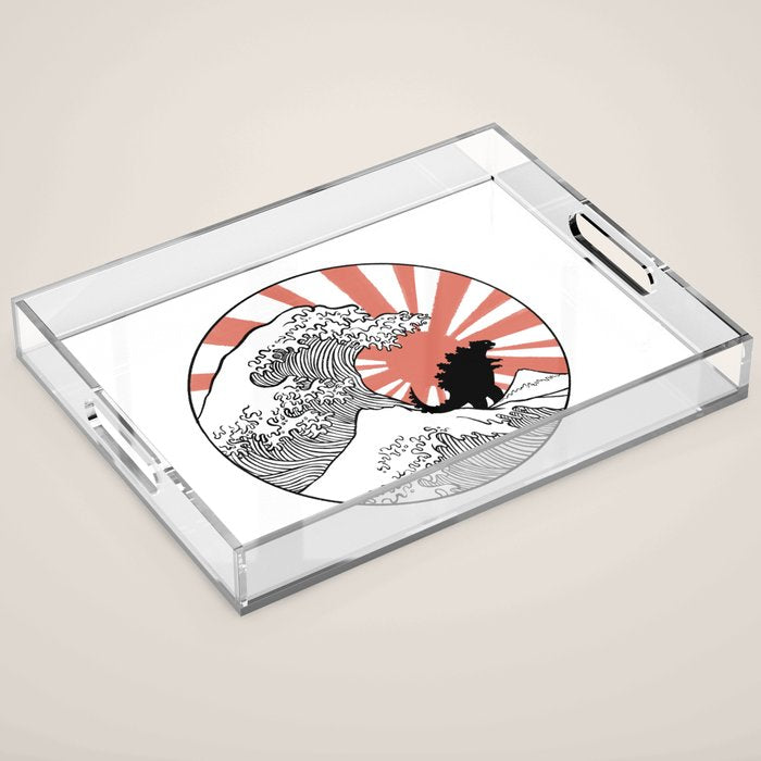 Godzilla Rising Sun The Great Wave  Acrylic Tray Gallery Image 1