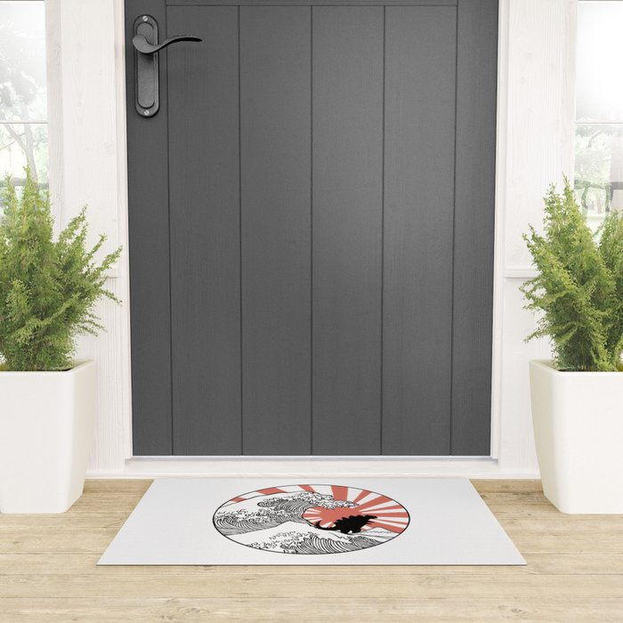 Godzilla Rising Sun The Great Wave  Welcome Mat Gallery Image 3