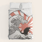 Godzilla Rising Sun The Great Wave  Comforter Gallery Image 6