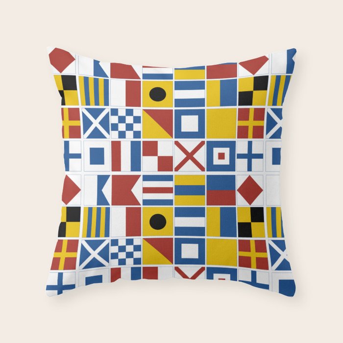 Nautical Flags Throw Pillow Gallery Image 1