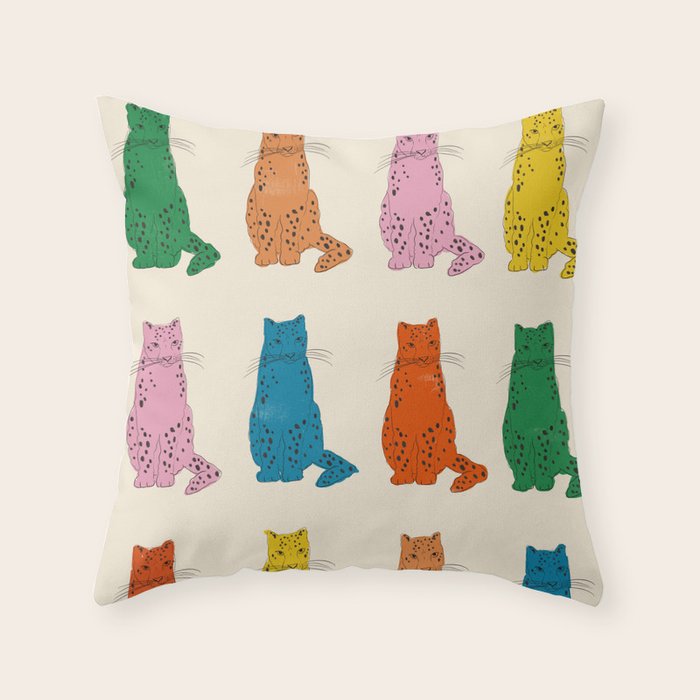Snow Leopard in Color Throw Pillow Gallery Image 1