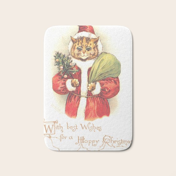 'Father Christmas Cat' by Louis Wain Bath Mat Gallery Image 1