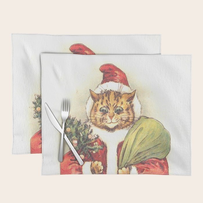 'Father Christmas Cat' by Louis Wain Placemat Gallery Image 1