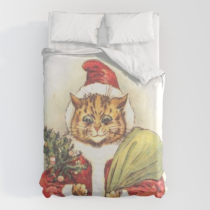 'Father Christmas Cat' by Louis Wain Duvet Cover Gallery Image 6