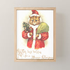 'Father Christmas Cat' by Louis Wain Mini Art Print Gallery Image 1