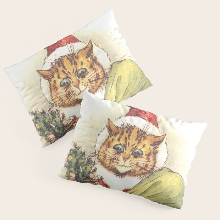'Father Christmas Cat' by Louis Wain Pillow Sham Gallery Image 1