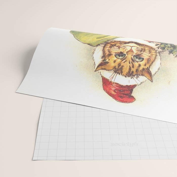 'Father Christmas Cat' by Louis Wain Wrapping Paper Gallery Image 2