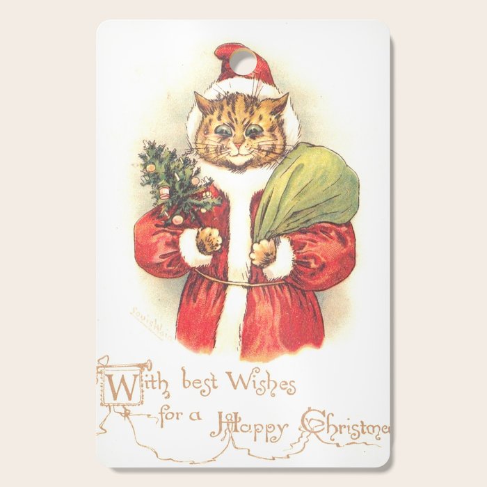 'Father Christmas Cat' by Louis Wain Cutting Board Gallery Image 1