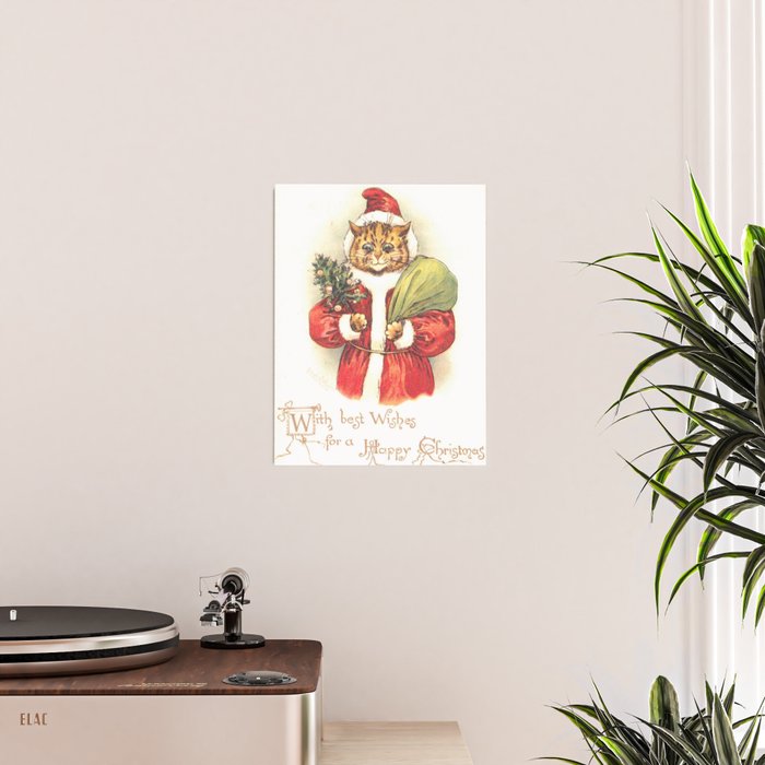 'Father Christmas Cat' by Louis Wain Poster Gallery Image 2
