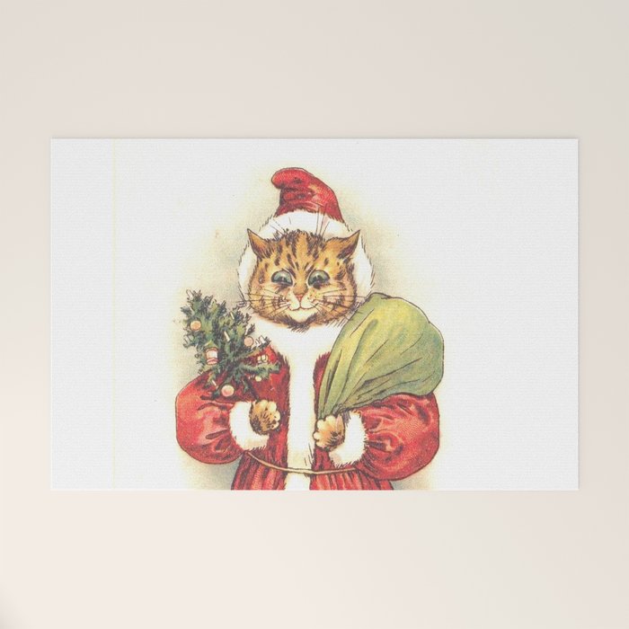 'Father Christmas Cat' by Louis Wain Welcome Mat Gallery Image 1