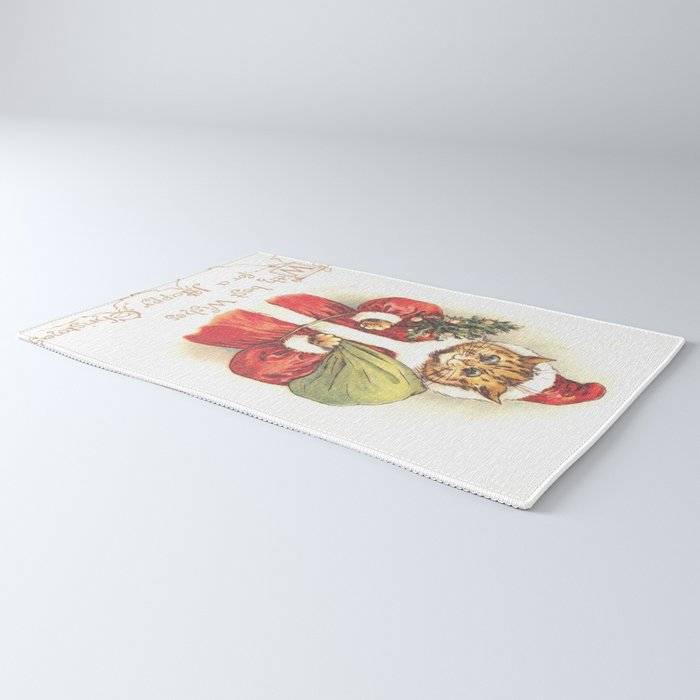 'Father Christmas Cat' by Louis Wain Rug Gallery Image 3