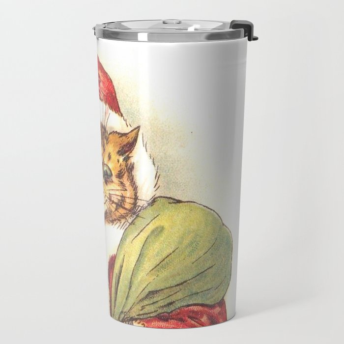 'Father Christmas Cat' by Louis Wain Travel Mug Gallery Image 2