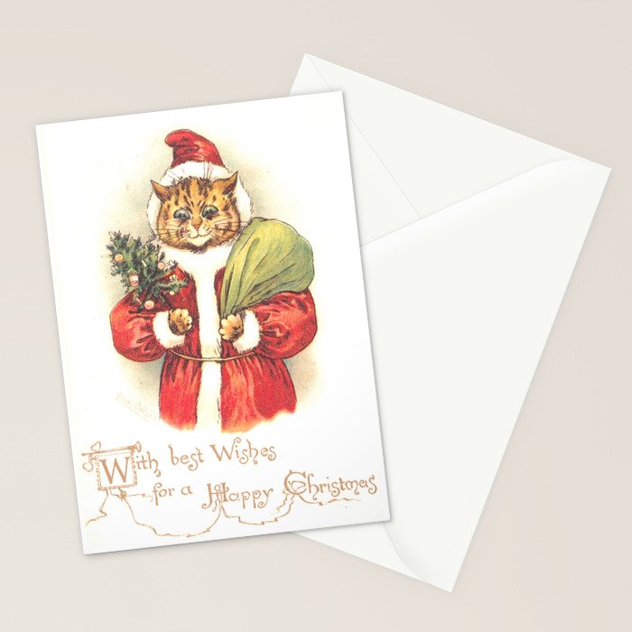 'Father Christmas Cat' by Louis Wain Stationery Card Gallery Image 2