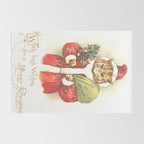 'Father Christmas Cat' by Louis Wain Rug Gallery Image 2