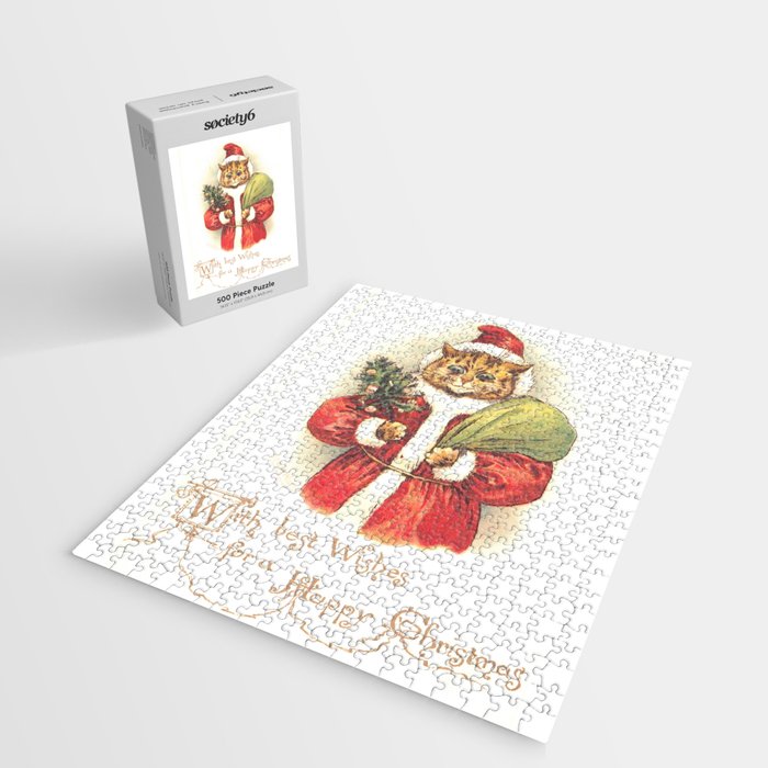 'Father Christmas Cat' by Louis Wain Jigsaw Puzzle Gallery Image 2
