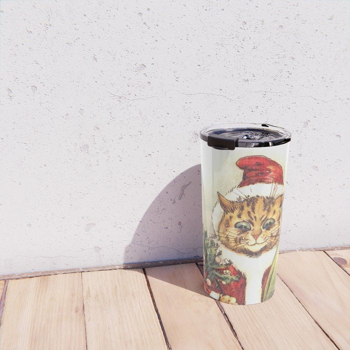 'Father Christmas Cat' by Louis Wain Travel Mug Gallery Image 4