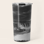 Niagara Falls, dark winter night after snowfall black and white photograph  by Alexander Henderson Travel Mug Gallery Image 1