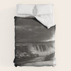 Niagara Falls, dark winter night after snowfall black and white photograph  by Alexander Henderson Comforter Gallery Image 6