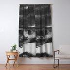 Niagara Falls, dark winter night after snowfall black and white photograph  by Alexander Henderson Window Curtain Gallery Image 5