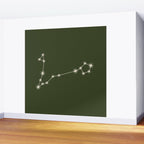Pisces Zodiac Star Constellation Line Art Moss Green Wall Mural Gallery Image 2