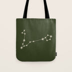 Pisces Zodiac Star Constellation Line Art Moss Green Tote Bag Gallery Image 1