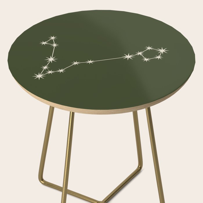Pisces Zodiac Star Constellation Line Art Moss Green Side Table Gallery Image 2
