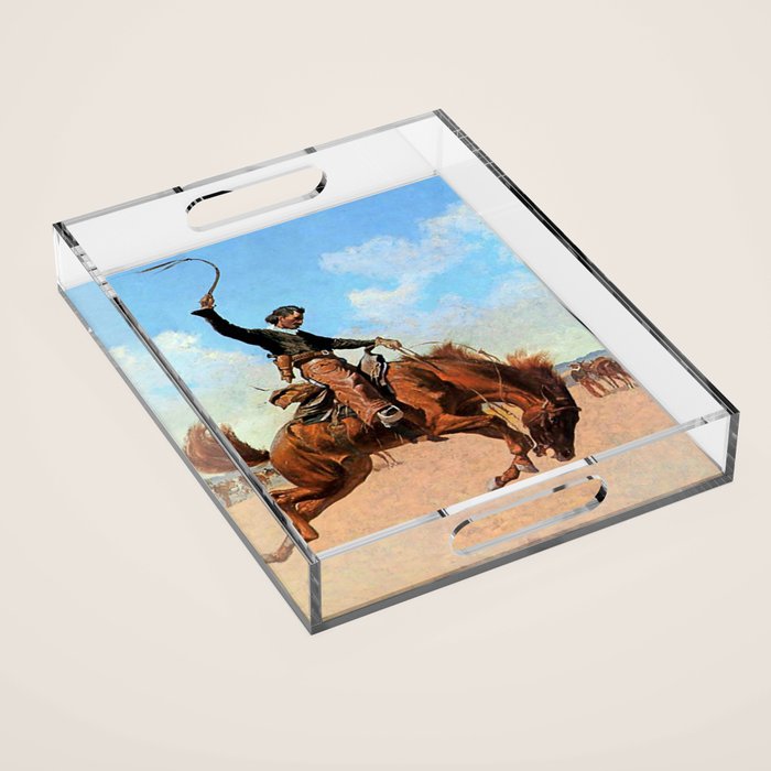 Frederic Remington Western Art âThe Buck Jumperâ Acrylic Tray Gallery Image 1
