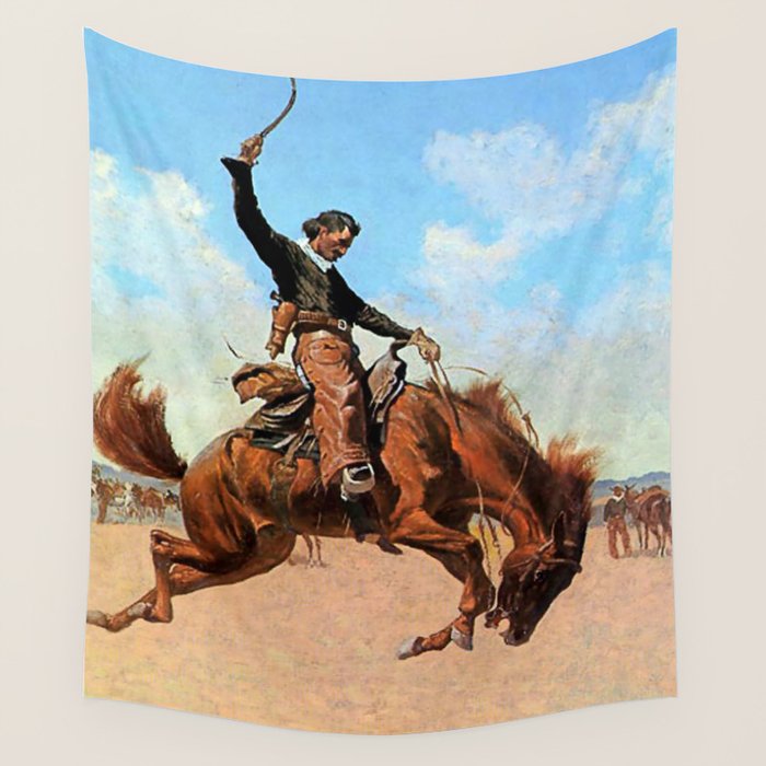 Frederic Remington Western Art âThe Buck Jumperâ Wall Tapestry Gallery Image 4