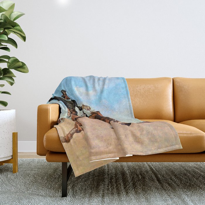 Frederic Remington Western Art âThe Buck Jumperâ Throw Blanket Gallery Image 1
