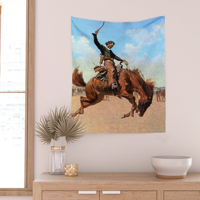 Frederic Remington Western Art âThe Buck Jumperâ Wall Tapestry Gallery Image 2