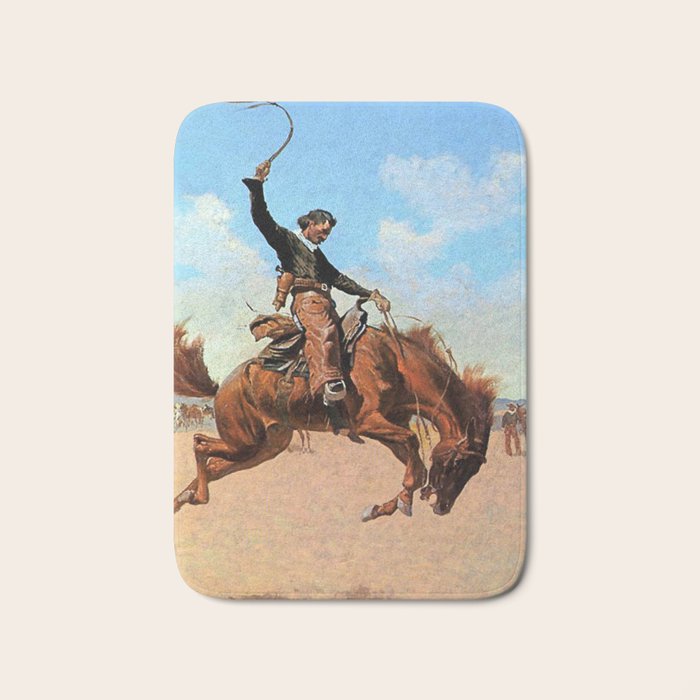 Frederic Remington Western Art âThe Buck Jumperâ Bath Mat Gallery Image 1
